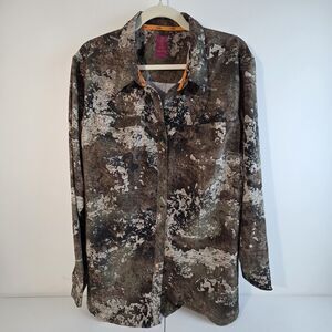She Outdoors Womens Size 2x XXL Brown Camo Button Down True Timber Top Bass Pro